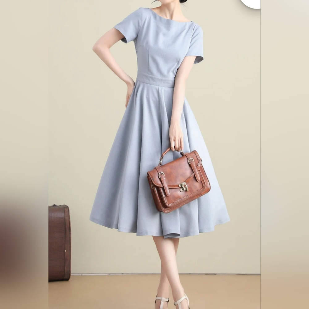 SOLD! Xiao Li Zi Light Blue 50's Swing Dress NWOT 4/6